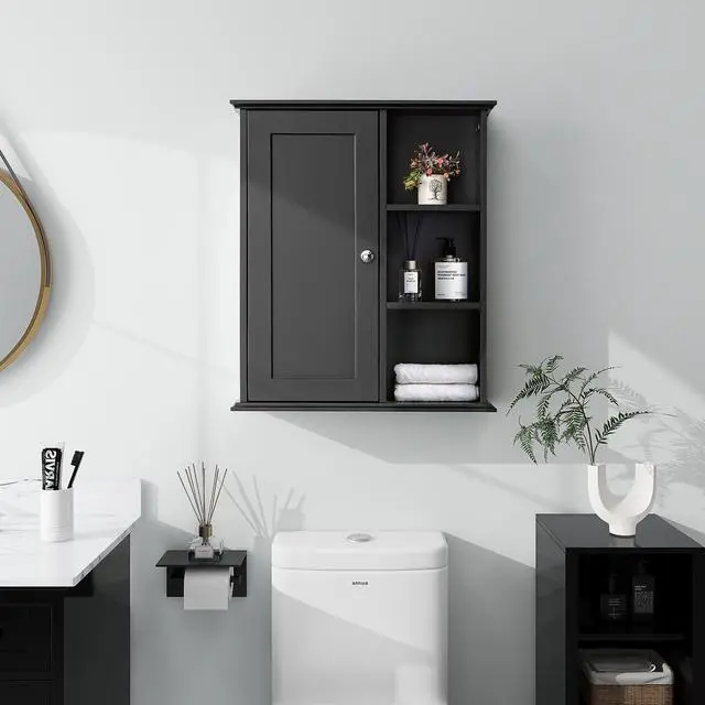 Alt view image 5 of 5 - Upgraded Bathroom Wall Cabinet Over The Toilet Storage Cabinet Wall Mounted Storage Cabinet Wooden Medicine Cabinets