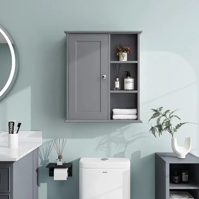 Alt view image 4 of 5 - Upgraded Bathroom Wall Cabinet Over The Toilet Storage Cabinet Wall Mounted Storage Cabinet Wooden Medicine Cabinets