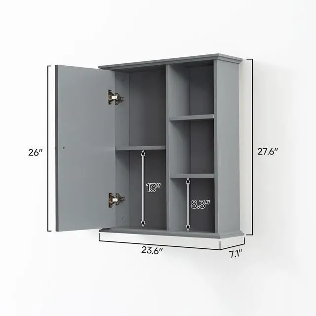 Alt view image 5 of 5 - Upgraded Bathroom Wall Cabinet Over The Toilet Storage Cabinet Wall Mounted Storage Cabinet Wooden Medicine Cabinets