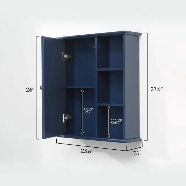Alt view image 6 of 6 - Upgraded Bathroom Wall Cabinet Over The Toilet Storage Cabinet Wall Mounted Storage Cabinet Wooden Medicine Cabinets