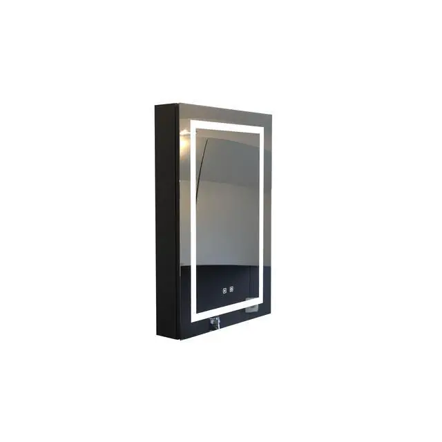 Alt view image 2 of 6 - Bathroom Wall Cabinet Matte Black Medicine Cabinet with Mirror,with LED Light