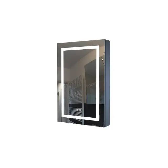 Alt view image 6 of 6 - Bathroom Wall Cabinet Matte Black Medicine Cabinet with Mirror,with LED Light