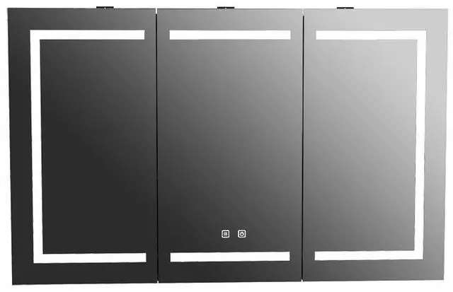 Main image of 47 Inch Bathroom Wall Cabinet Matte Black Medicine Cabinet with Mirror, with LED Light