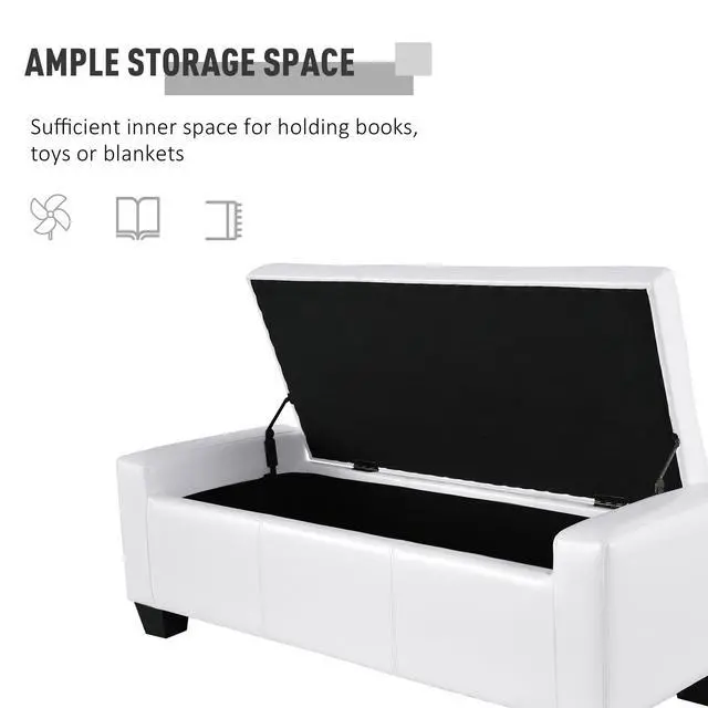 Alt view image 2 of 6 - Faux Leather Rectangular Tufted Storage