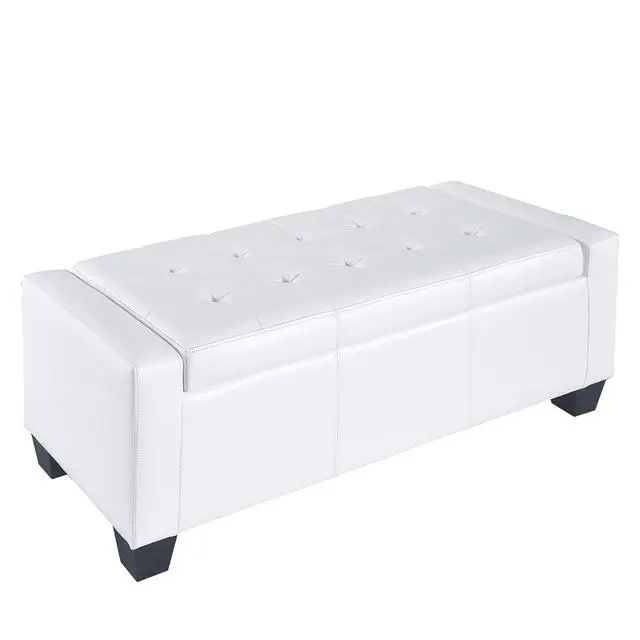 Alt view image 4 of 6 - Faux Leather Rectangular Tufted Storage