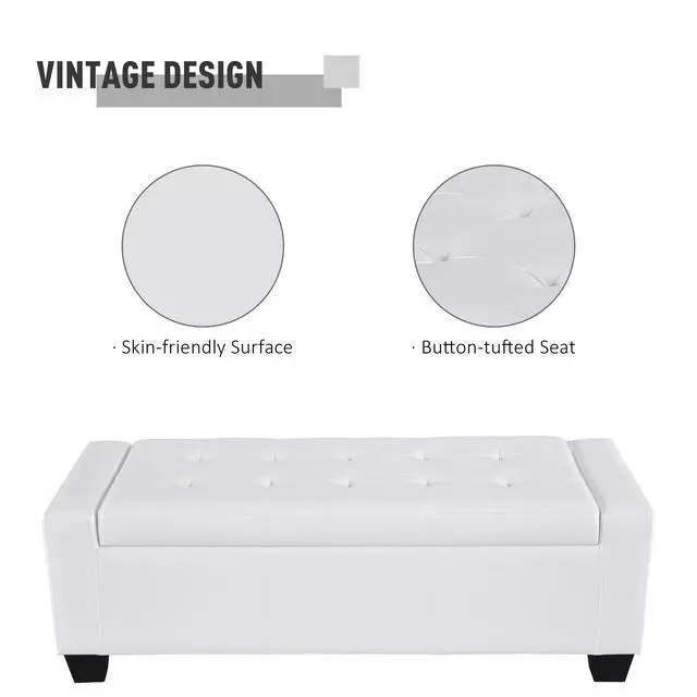 Alt view image 5 of 6 - Faux Leather Rectangular Tufted Storage