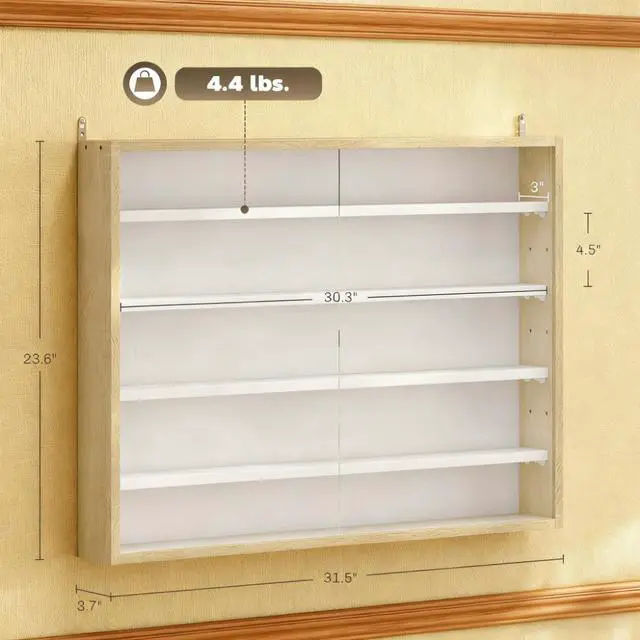 Alt view image 5 of 7 - 5-Tier Wall-Mounted Display Case Display Cabinet
