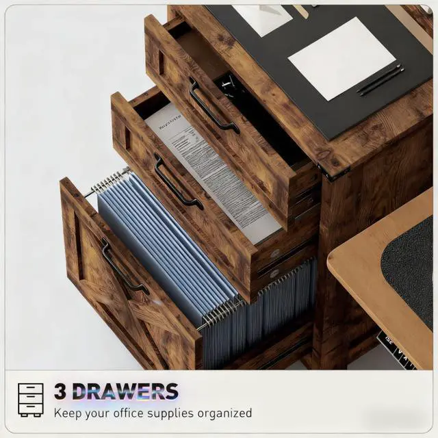 Alt view image 4 of 7 - Office Storage Cabinet,Vertical File Cabinet with 3 Drawers,For Home and Office
