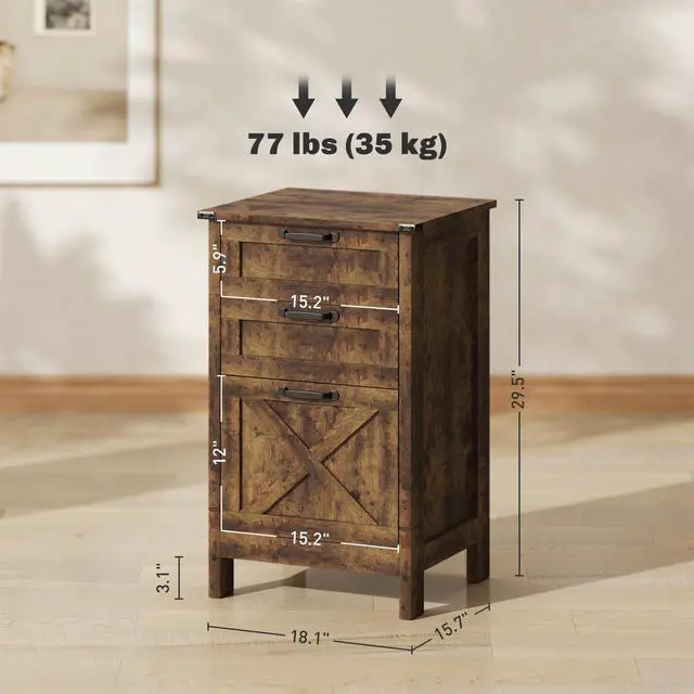Alt view image 3 of 7 - Office Storage Cabinet,Vertical File Cabinet with 3 Drawers,For Home and Office