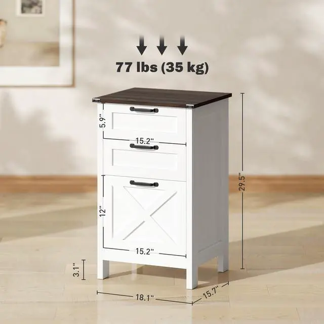 Alt view image 3 of 7 - Modern Style File Cabinet with 3 Drawers,Office Storage Cabinet for A4,For Home and Office