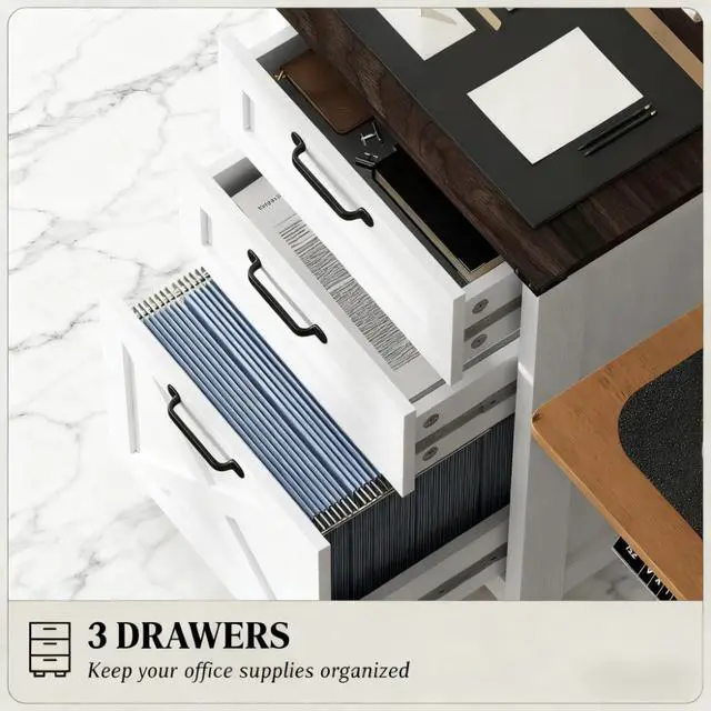 Alt view image 5 of 7 - Modern Style File Cabinet with 3 Drawers,Office Storage Cabinet for A4,For Home and Office