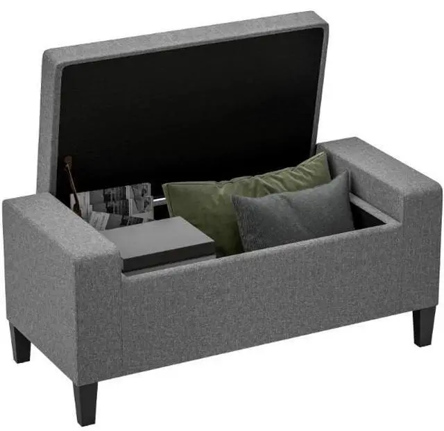 Alt view image 2 of 7 - Upholstered Entryway Bench with Seating,Storage Ottoman Bench,with Lift Top and Rubberwood Legs