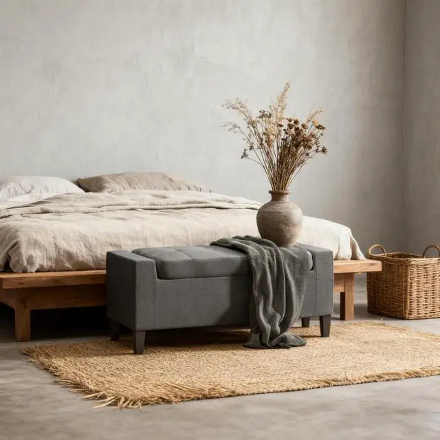 Alt view image 4 of 7 - Upholstered Entryway Bench with Seating,Storage Ottoman Bench,with Lift Top and Rubberwood Legs