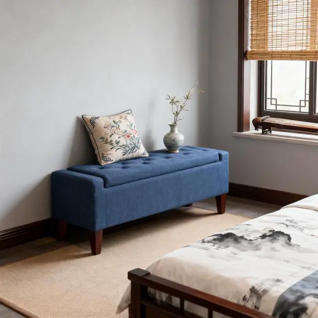 Alt view image 4 of 7 - Storage Ottoman Bench,Upholstered Entryway Bench with Seating,with Lift Top and Rubberwood Legs