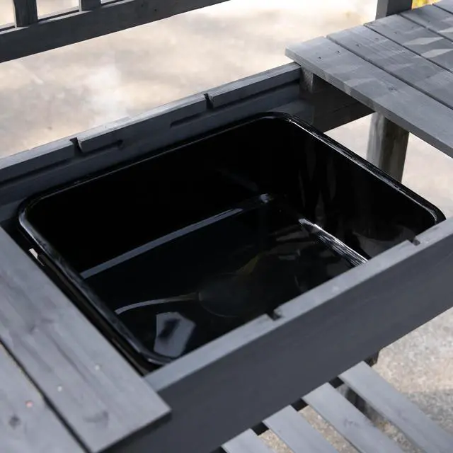 Alt view image 7 of 7 - Wooden Workstation,Outdoor Potting Bench Table,with Sliding Tabletop,Storage Shelf and Dry Sink,for Greenhouse,Garden,Patio
