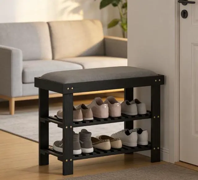Alt view image 7 of 7 - Shoe Organizer,Shoe Storage Bench,3-Tier Entryway Bench