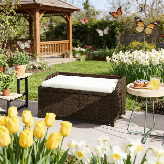 Alt view image 2 of 7 - Storage Box,Outdoor Wicker Storage Bench