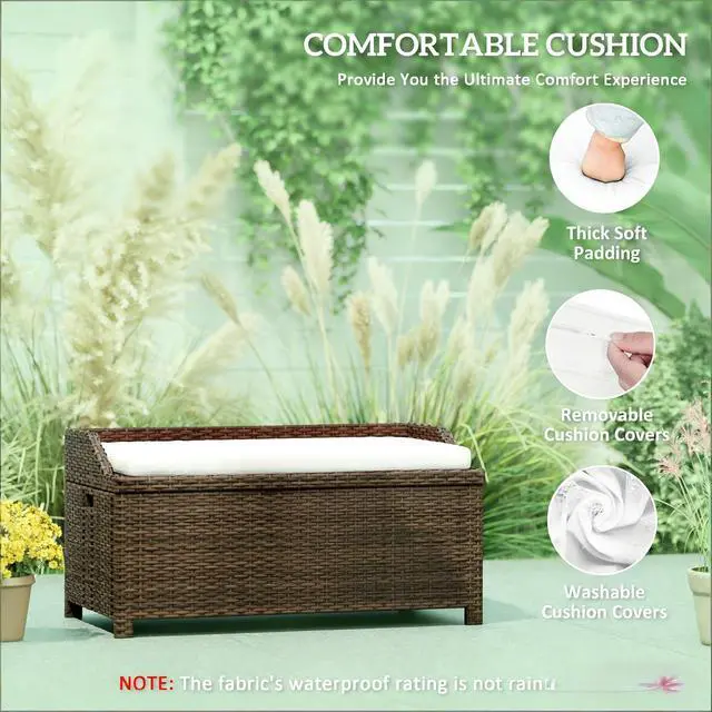 Alt view image 4 of 7 - Storage Box,Outdoor Wicker Storage Bench