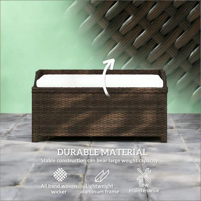 Alt view image 5 of 7 - Storage Box,Outdoor Wicker Storage Bench