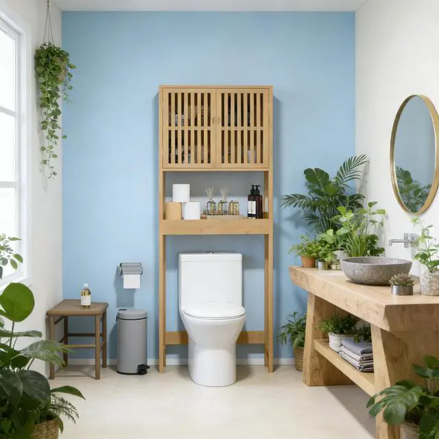 Alt view image 7 of 7 - Bathroom Storage Cabinet,Over the Toilet Cabinet,Slim Storage Cabinet