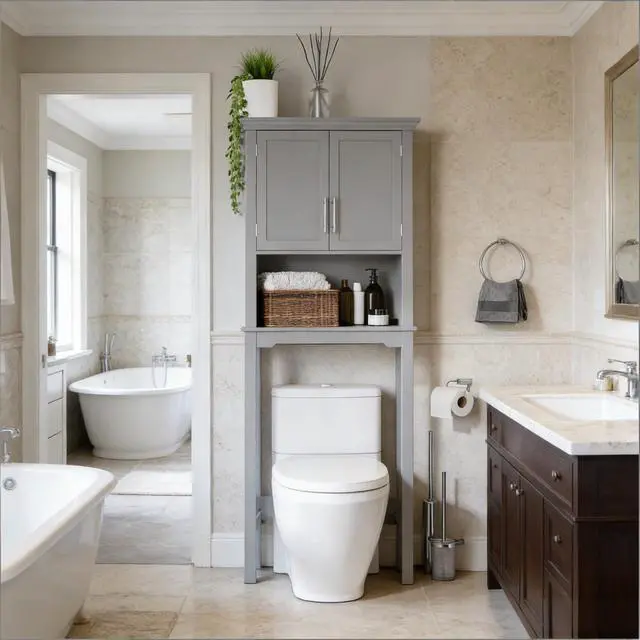 Alt view image 4 of 7 - Home Bathroom Storage Organizer,Over The Toilet Storage Cabinet