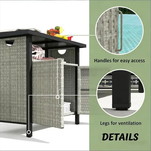 Alt view image 6 of 7 - Coffee Table,Outdoor Towel Storage Cabinet Organizer,Outdoor Bar Table
