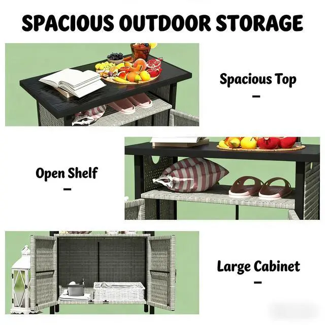 Alt view image 7 of 7 - Coffee Table,Outdoor Towel Storage Cabinet Organizer,Outdoor Bar Table
