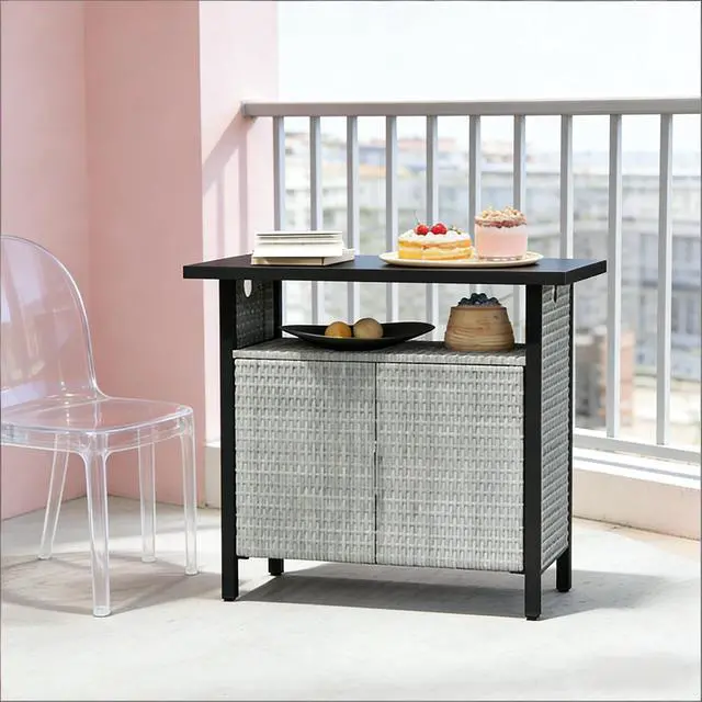 Alt view image 4 of 7 - Coffee Table,Outdoor Towel Storage Cabinet Organizer,Outdoor Bar Table