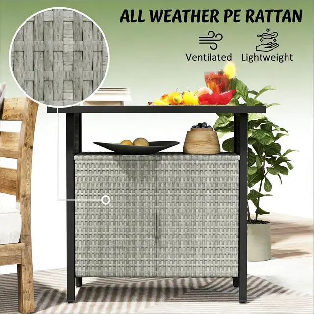 Alt view image 5 of 7 - Coffee Table,Outdoor Towel Storage Cabinet Organizer,Outdoor Bar Table