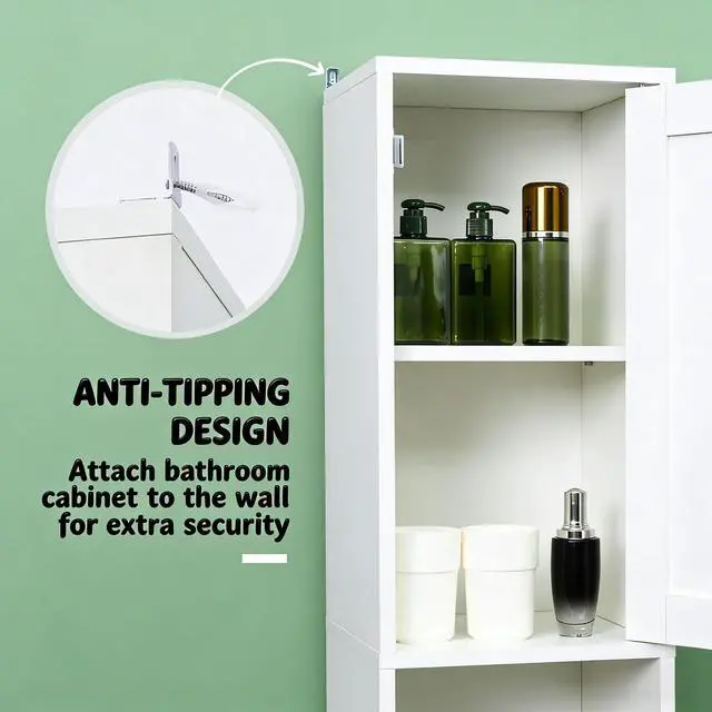 Alt view image 2 of 7 - Freestanding Tower Cabinet,Tall Bathroom Storage Cabinet,Foyer Storage Cabinet