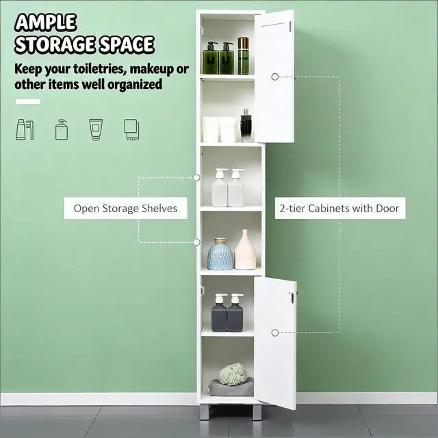 Alt view image 4 of 7 - Freestanding Tower Cabinet,Tall Bathroom Storage Cabinet,Foyer Storage Cabinet