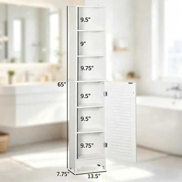 Alt view image 2 of 7 - Nordic Style Storage Cabinet,Freestanding Bathroom Storage Cabinet,Tall Bathroom Storage Cabinet