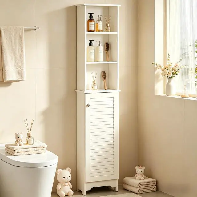 Alt view image 4 of 7 - Nordic Style Storage Cabinet,Freestanding Bathroom Storage Cabinet,Tall Bathroom Storage Cabinet