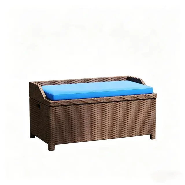 Alt view image 7 of 7 - Patio Storage Bench,Garden Storage Bench,Outdoor Wicker Storage Bench