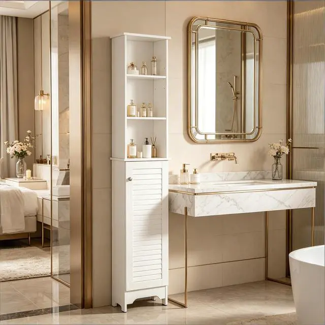 Main image of Nordic Style Storage Cabinet,Freestanding Bathroom Storage Cabinet,Tall Bathroom Storage Cabinet