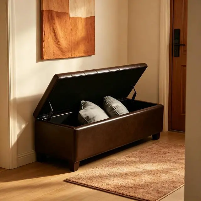 Alt view image 2 of 7 - Contemporary Style Bench,Tufted Bench,Ottoman Storage Bench