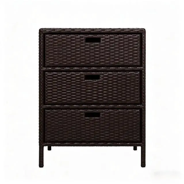 Alt view image 7 of 7 - Outdoor Towel Rack,3 Drawers Cabinet Organizer,Rattan Storage Cabinet