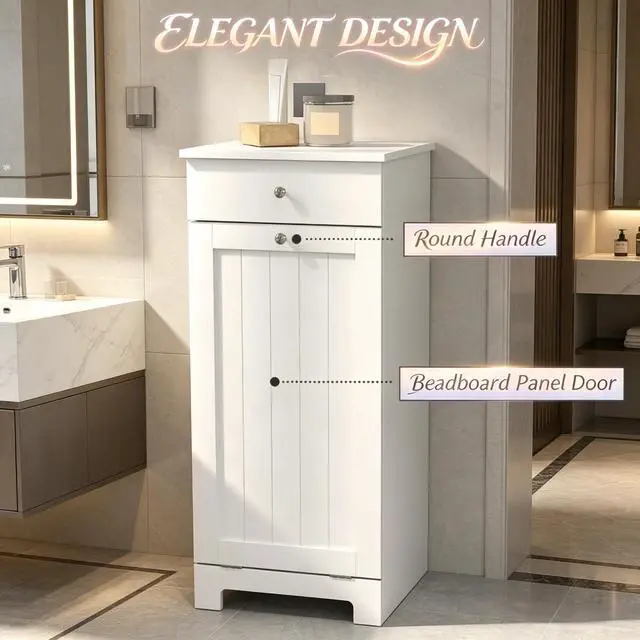 Alt view image 4 of 7 - Freestanding Storage Cabinet,Laundry Cabinet,Laundry Hamper Cabinet,Elegant Room Storage Cabinet