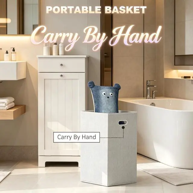 Alt view image 3 of 7 - Freestanding Storage Cabinet,Laundry Cabinet,Laundry Hamper Cabinet,Elegant Room Storage Cabinet