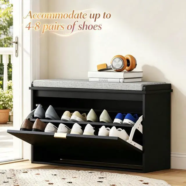 Alt view image 5 of 7 - Elegant Hall Shoe Cabinet,Storage Bench,Shoe Bench