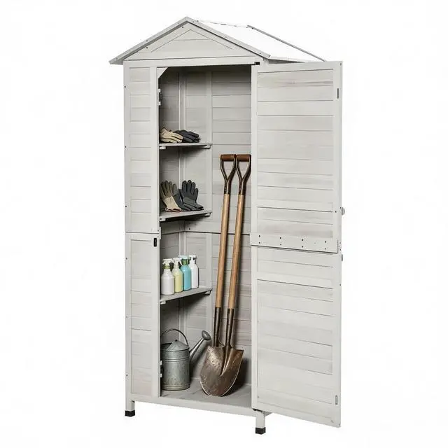 Alt view image 2 of 7 - Outdoor Storage Shed,Outdoor Storage Cabinet,Tools Shed with Tilted Tin Roof