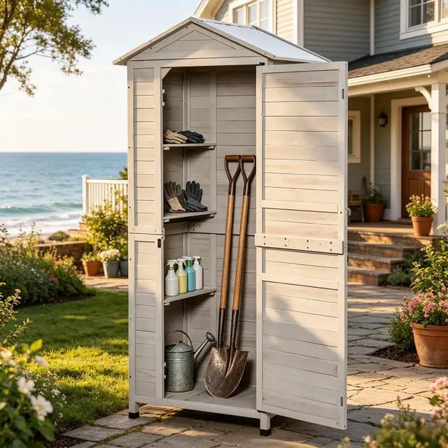 Main image of Outdoor Storage Shed,Outdoor Storage Cabinet,Tools Shed with Tilted Tin Roof