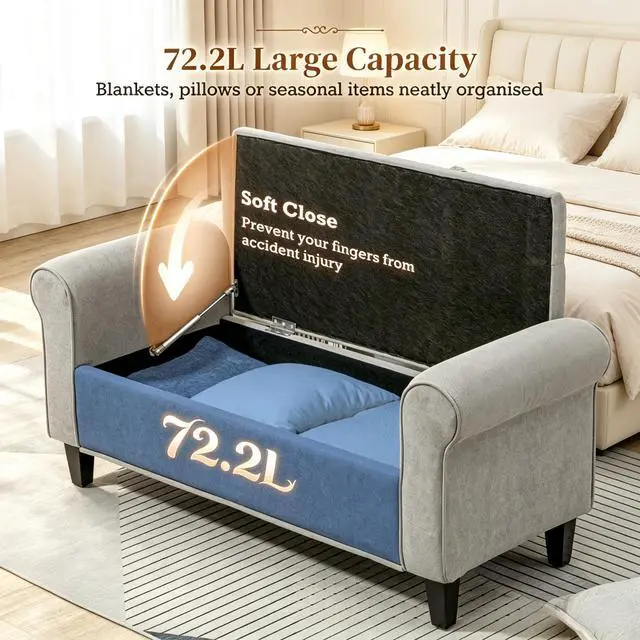 Alt view image 4 of 7 - Hall Bench,Bed Bench,Storage Bench,Tufted Shoe Bench