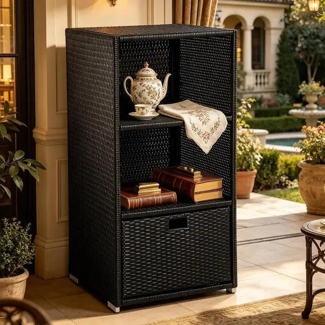 Alt view image 2 of 7 - Freestanding Outdoor Cabinet,Garden Organizer,Backyard Storage Unit,Outdoor Side Table