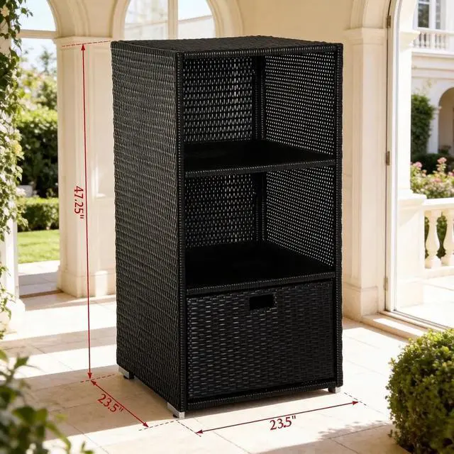 Alt view image 3 of 7 - Freestanding Outdoor Cabinet,Garden Organizer,Backyard Storage Unit,Outdoor Side Table
