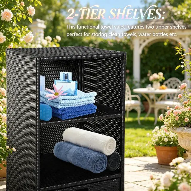 Alt view image 5 of 7 - Freestanding Outdoor Cabinet,Garden Organizer,Backyard Storage Unit,Outdoor Side Table