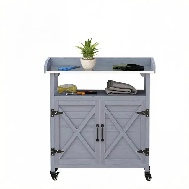 Alt view image 7 of 7 - Backyard Storage Cabinet,Wooden Storage Cabinet,Patio Storage Cabinet,Outdoor Storage Cabinet