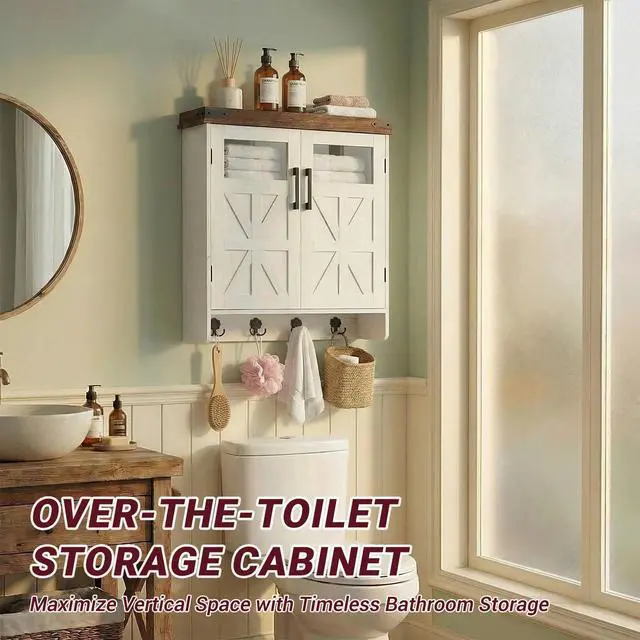 Alt view image 2 of 7 - Bathroom Wall Cabinet Over Toilet with Adjustable Shelves, Medicine Cabinet Storage Organizer for Bathroom Kitchen Garage, Hanging Towel Hook, Space Saving