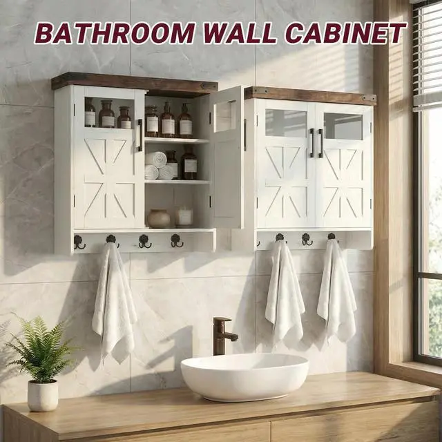 Alt view image 6 of 7 - Bathroom Wall Cabinet Over Toilet with Adjustable Shelves, Medicine Cabinet Storage Organizer for Bathroom Kitchen Garage, Hanging Towel Hook, Space Saving