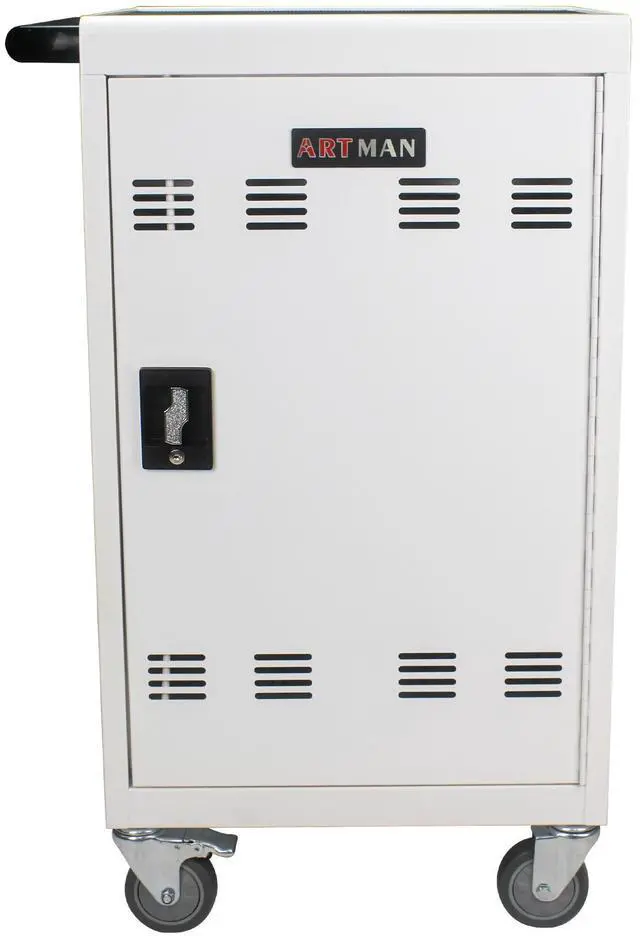 Main image of 30+2Bay Mobile School Charging Cart Station for Chromebook, Tablet and Laptop Computer with Power Strip Included, Assembly Required-WHITE